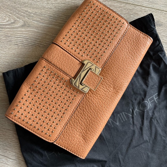 SALE 💋 • NWOT Rebecca Minkoff • Studded Salmon Clutch - Picture 3 of 8